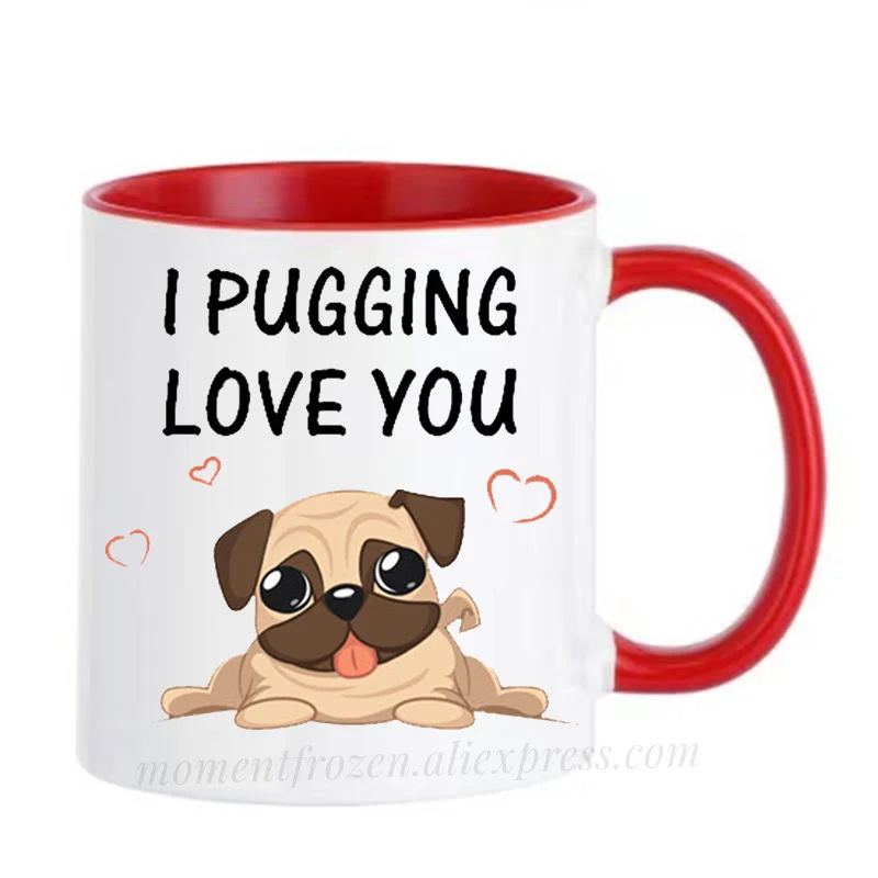 Pug Dog Cups for Coffee Mugs, Tea Mugs for Cafe, Caffeine Cocoa, Tea Mugs, Friend Gifts, Home Decal Milk Coffeeware, Teaware