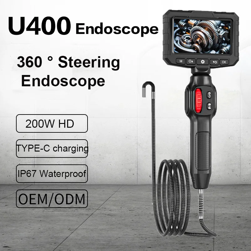 360 درجة اتجاهين التوجيه 2MP HD المنظار الصناعي 3.9/6 مللي متر عدسة واحدة لفحص أنابيب السيارة كاميرا المجاري Borescope