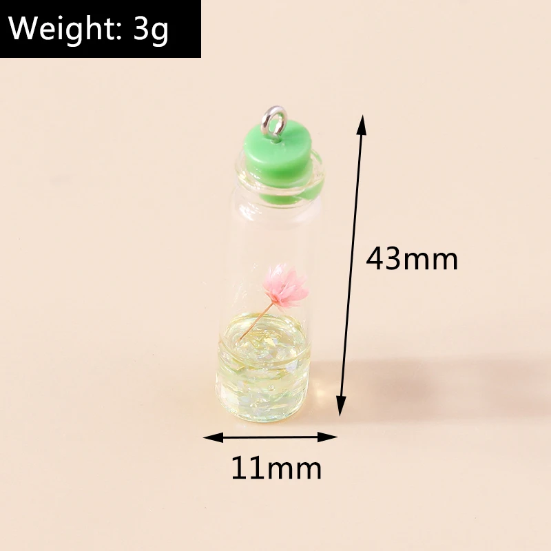 Leslie 10 Stück Gemischte Stile Sommer-Glasfläschchen mit Perlen-Muschel-Anhängern für DIY Ohrringe, Schlüsselanhänger, Halsketten und Schmuckherstellung – Detail 27