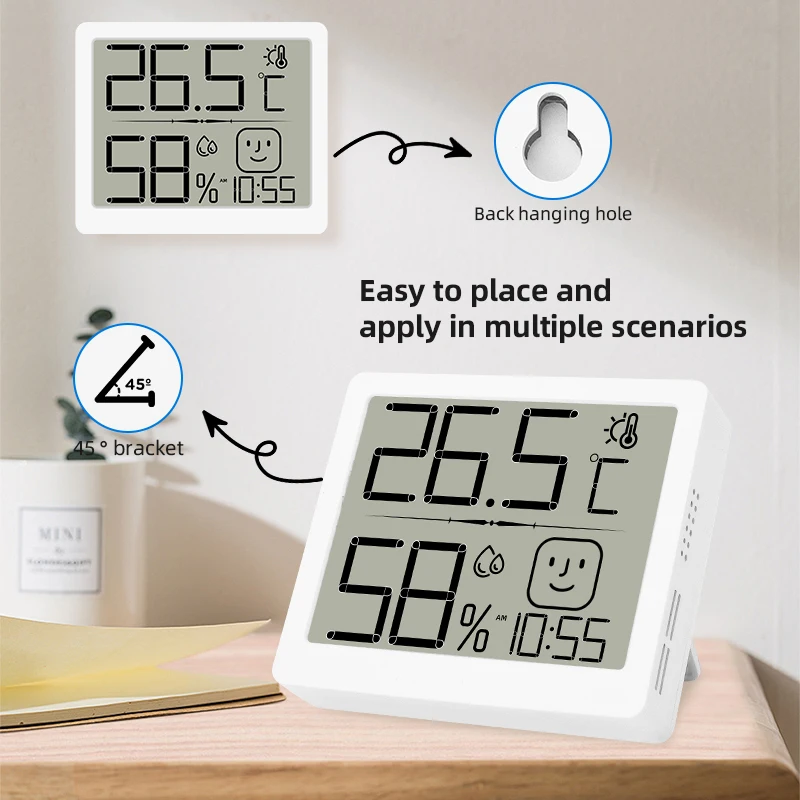 Digital Temperature and Humidity Meter Sensor Mini Indoor Home Baby Room Thermomete Counting Display Clock Weather Station