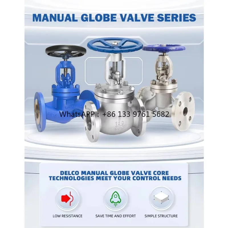 DELCO DN80 CF8 マニュアルステンレス鋼フランジ水蒸気オイルグローブバルブ（ハンドホイール付き）
