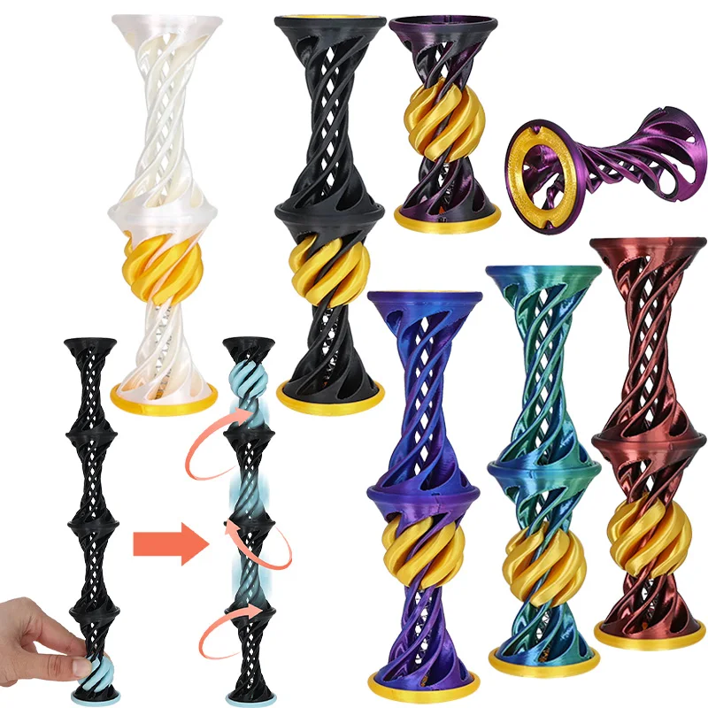 

3D Printed Double Spiral Column Decompression Impossible Pyramid Passthrough Fidget Toys Family Parent-child activities Ornament