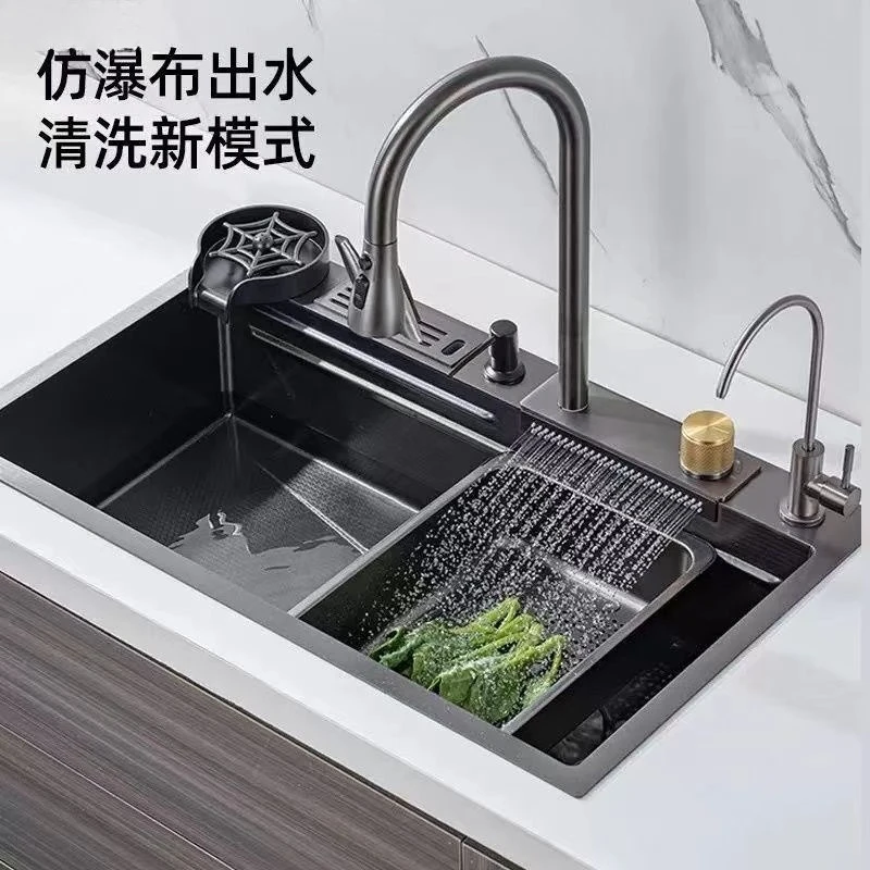 

Thickened sink, honeycomb embossed, flying rain, waterfall, anti-fouling and scratch-proof, vegetable sink, kitchen single slot