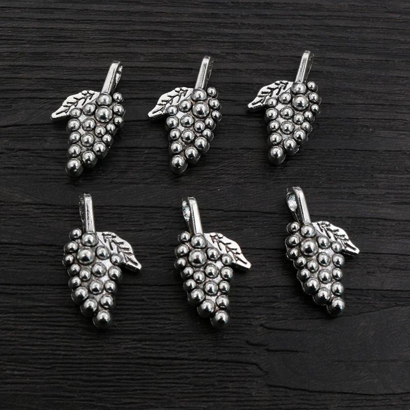 10pcs 26x14mm Antique Silver Plated Grape Fruit Handmade Charms Pendant DIY Jewelry Findings Supplies for Necklace Bracelet