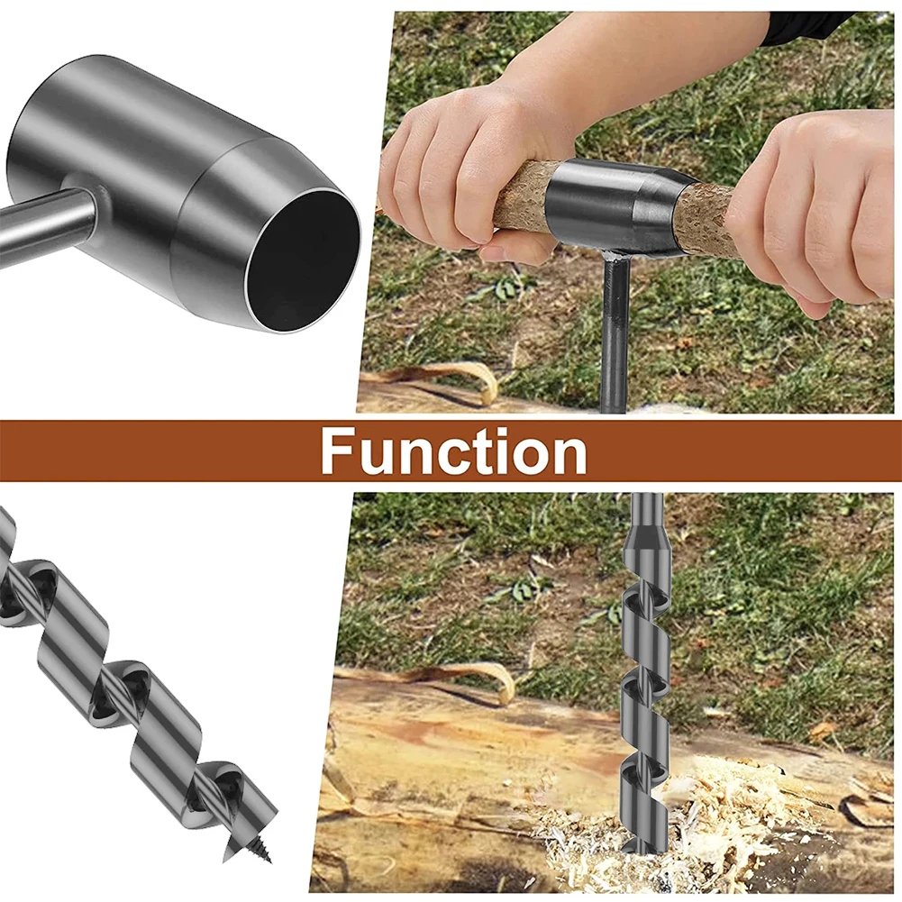 Imagem -03 - Bushcraft-broca de Mão de Aço Carbono Auger Manual Portátil Broca de Sobrevivência Auto-tapping Ferramenta de Perfuração de Madeira