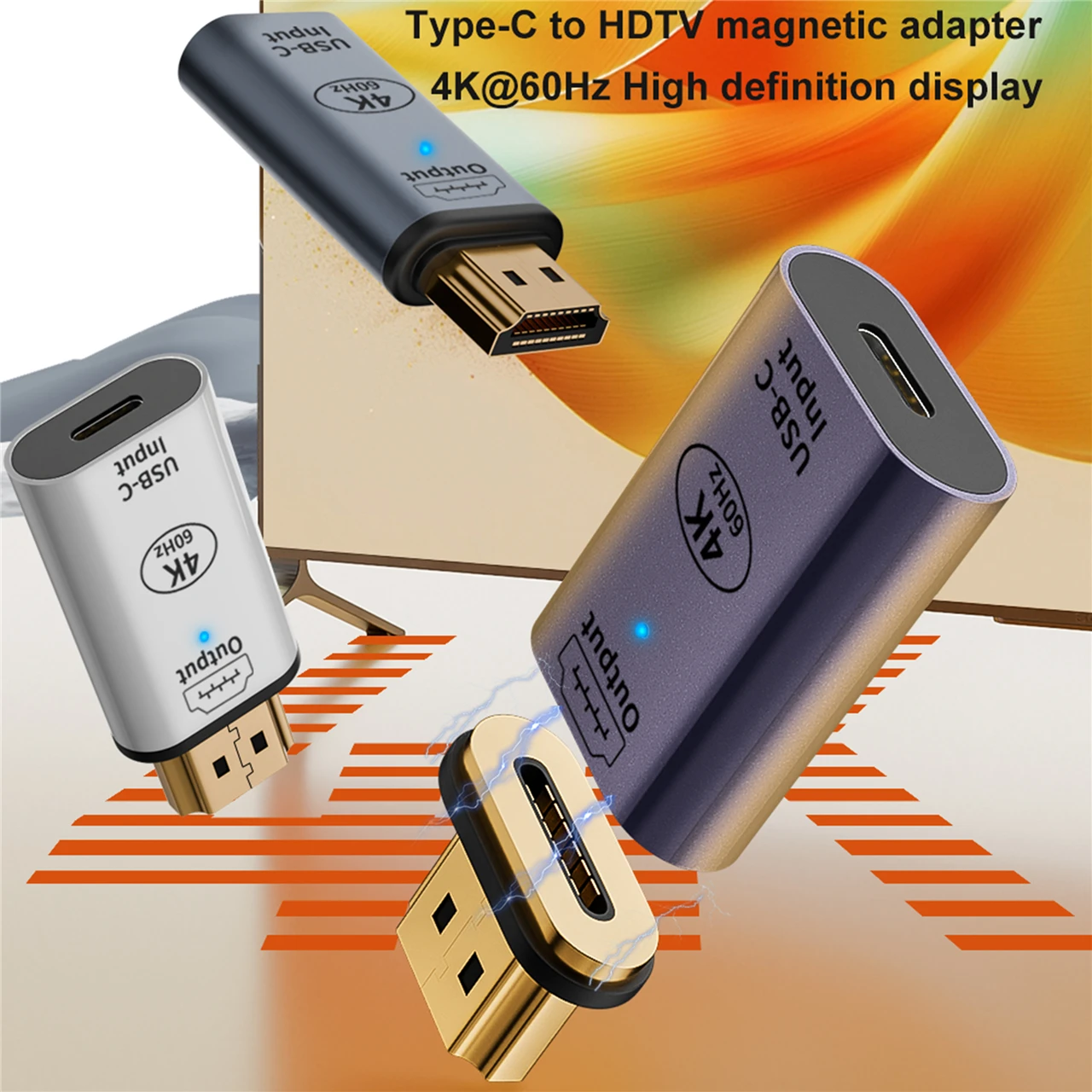 HDTV USB Type C to UHDMI-compatible Magnetic Adapter USB-C To HDTV2 Converter 4K@60Hz For Type C computer Split screen expansion
