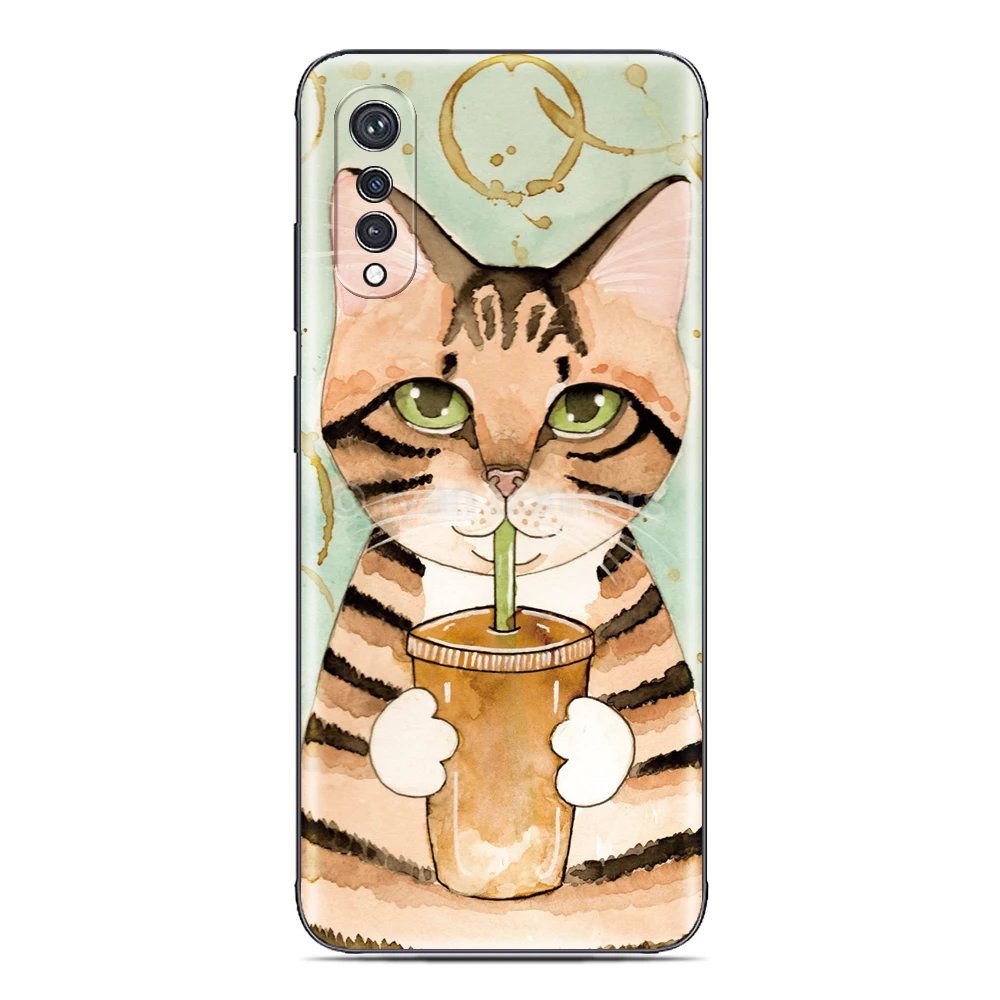 블랙뷰 웨이브 9C 8C 6C 샤크 9 컬러 6 8 오스칼 C80 C70 C30 프로 플랫 2 1C 타이거 13 12 10 폰 케이스용 고양이 차 귀여운 커버