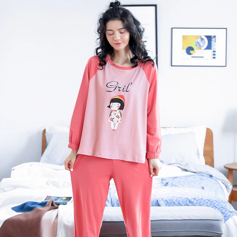 MIIOW Corduroy Women\'s Pajamas Fashion Cotton Loungewear Sets Cute Prints Comfortable Sleepwear Loose Long Sleeve Clothes NEW