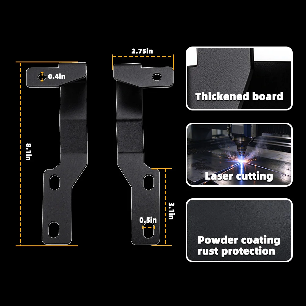 2PCS Ditch Light Mount Brackets for Toyota Tundra 2015 A Pillar Hood LED Pods Black