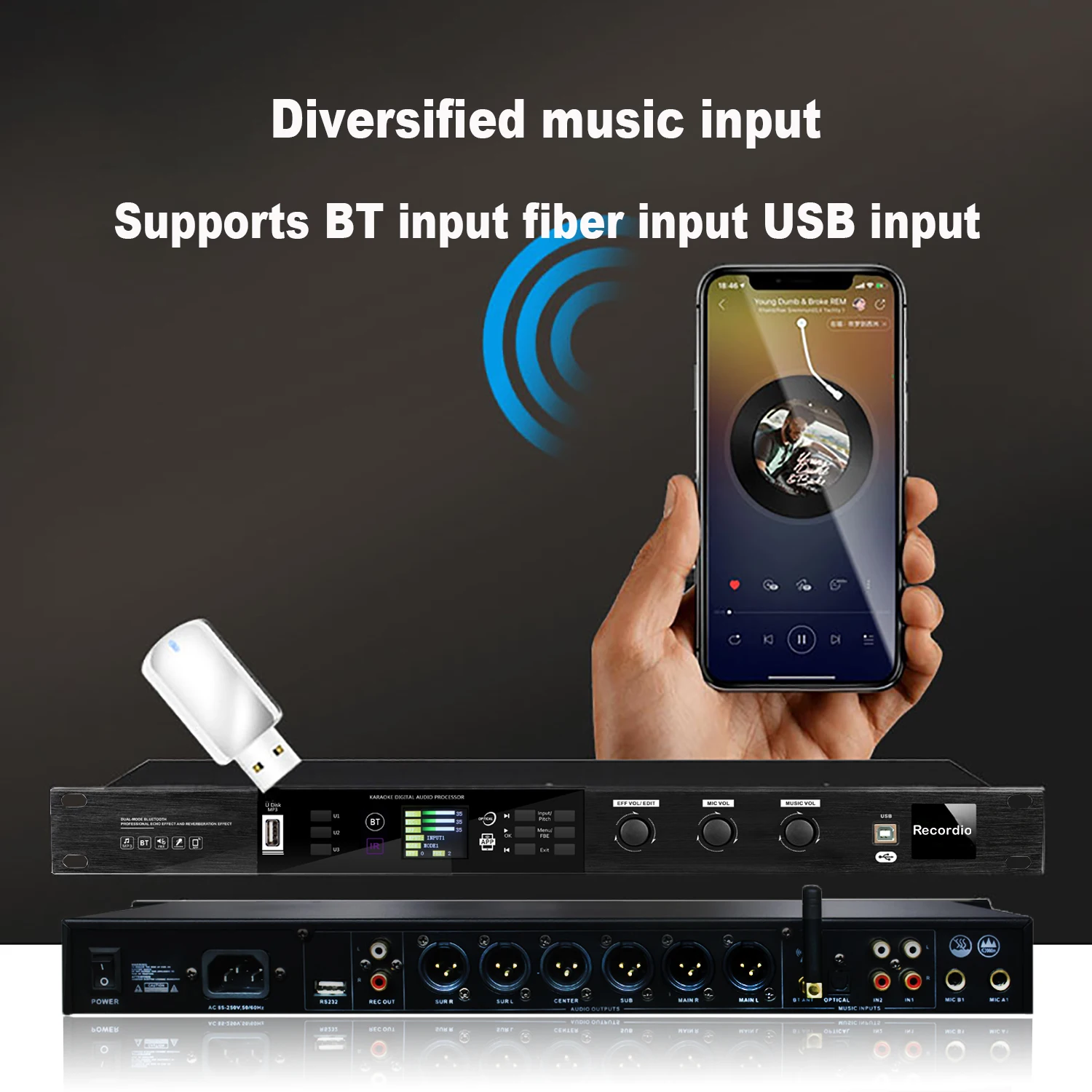 GAX-K510 المهنية K-song home KTV مكافحة عواء ردود الفعل قمع معادلة معالج الصوت الرقمي