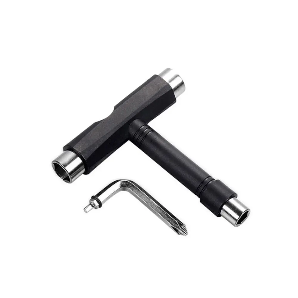 T Shape Skateboard Wrench MultiFunction All in One Roller Skate T Tool Lightweight Black Skateboard Repair Tool