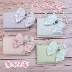Fashion Y2k Sweet Wallets Japanese Korean Style Cute Lace Bow Wallet for Women Girl Designer Original Ballet Pouch