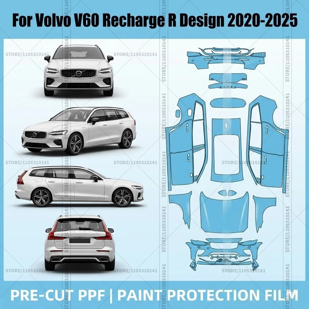 Pre-Cut Paint Protection Film PPF Transparent Car Film Professional Automotive PPF For Volvo V60 Recharge R Design 2020-2025