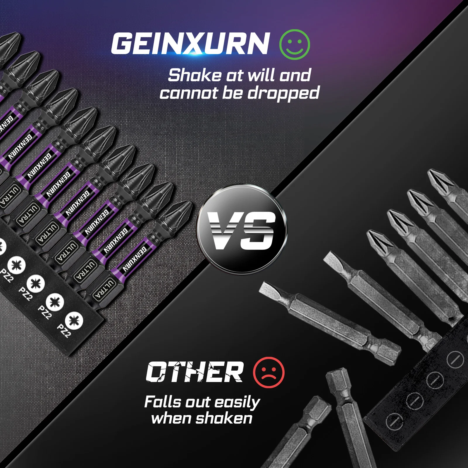 Geinxurn Impact Magnetic Pozi Screwdriver Bit Set(PZ1,PZ2,PZ3) with Bit Holder and Storage Organizer