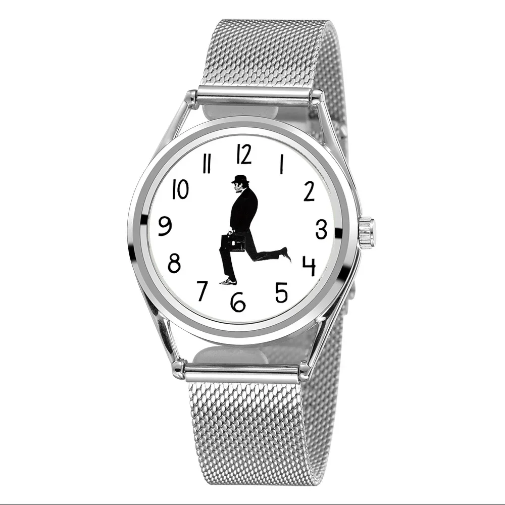 Ministio de Silly Walking Hombres Diseño Creativo Diseñado Hombres Relojes Unisex No Reloj de Banda de Acero Inoxidable Resistente al Agua para Mujeres