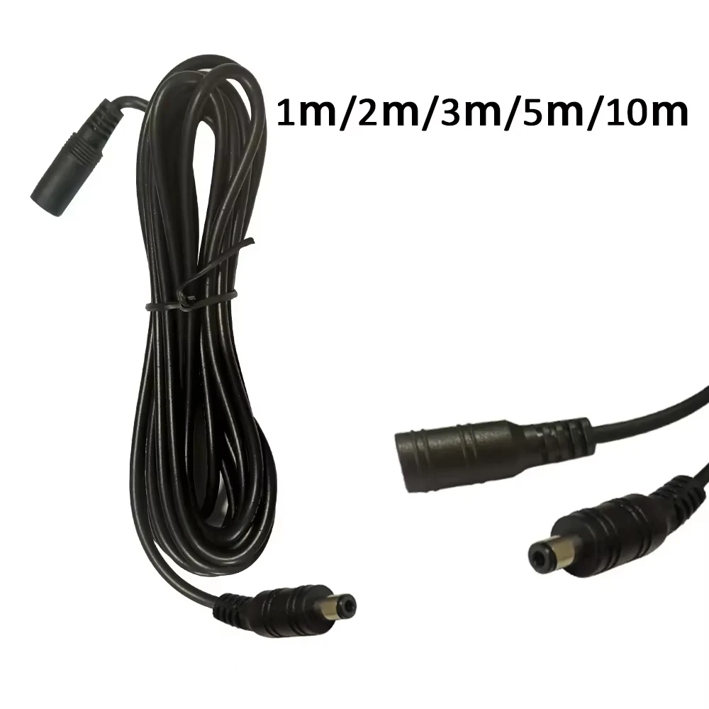 1M 3M 5M 10M Przedłużacz DC 2,1 mm x 5,5 mm Złącze żeńskie na męskie Przewód zasilający Adapter przedłużacza Czarny przewód elektryczny
