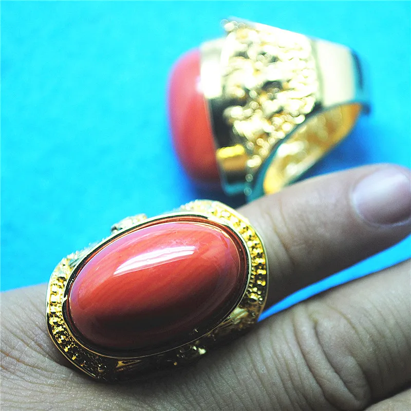 

1 шт. Модное мужское кольцо на палец, диаметр 16 мм, из светло-красного коралла, хит продаж, для вечеринок или декора одежды