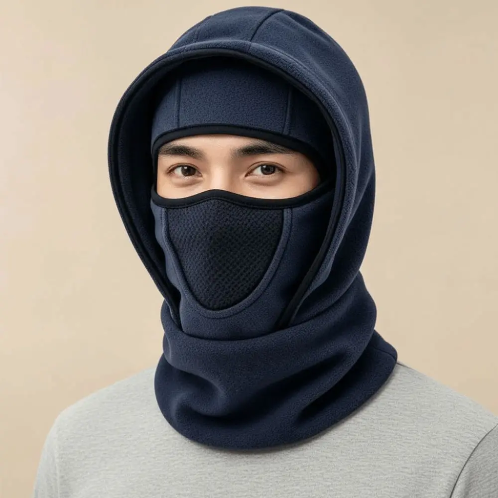 Fleece Lined Fleece Balaclava Lightweight Full Coverage Winter Cycling Hat Soft Velvet Breathable Mesh Thermal Neck Warmer