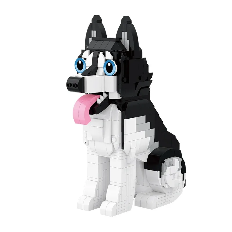 Novo schnauzer husky filhote de cachorro blocos de construção conjuntos 635/757 pçs figuras brinquedo estatueta coleção tijolos decoração para casa brinquedo crianças presentes