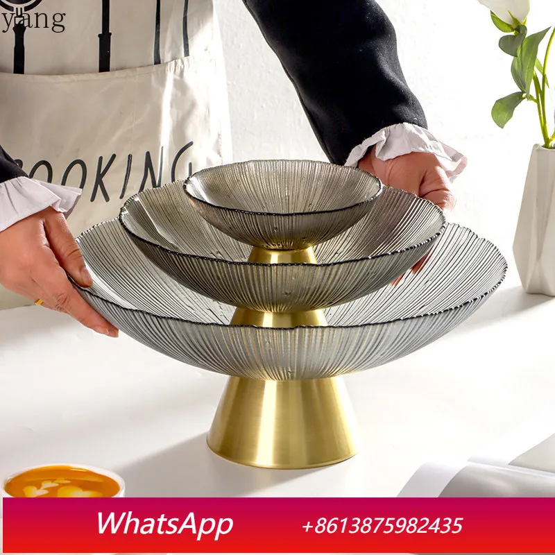 

LMM new high-end light luxury fruit plate high-end household living room coffee table glass fruit basket