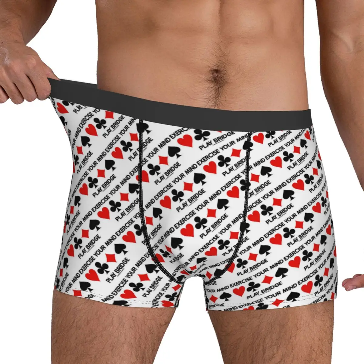 Playing Cards Underwear Four Card Suits Print 3D Pouch Hot Trunk Customs Boxer Brief Soft Men Panties Plus Size