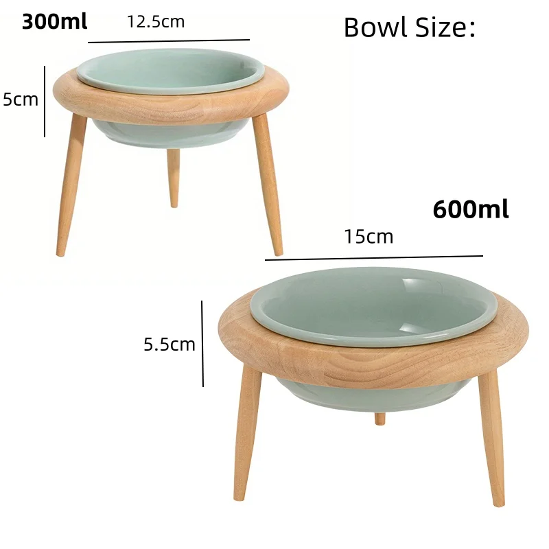 Ceramic Elevated Cat Bowl Adjustable Raised Dog Food Water Bowl Small Medium Dogs Drinking Eating Feeder Pet Feeding Supplies