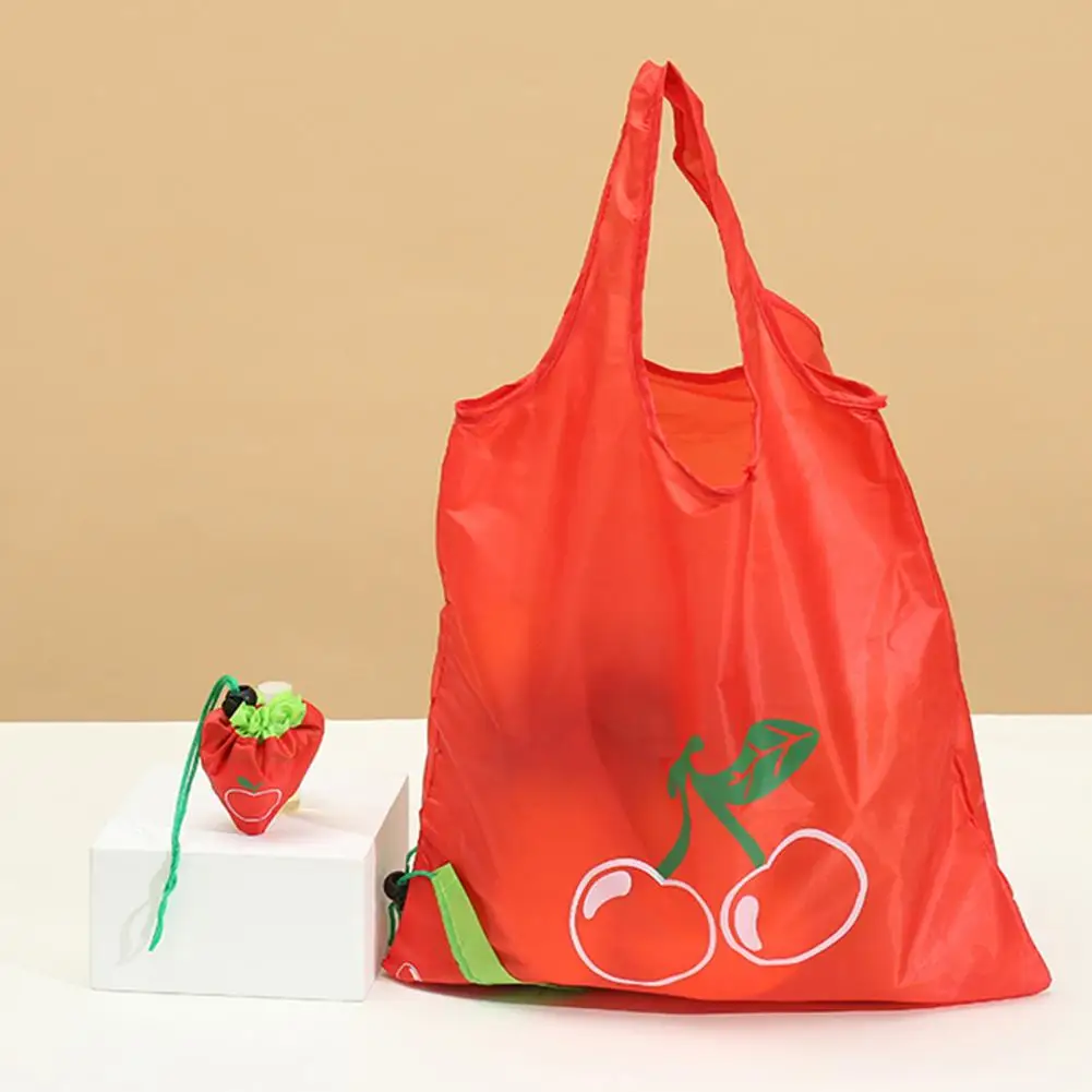 Fruit Shape Reusable Shopping Bag Portable Drawstring Foldable Storage Pouch Large Capacity Grocery Bag Tote Handbag