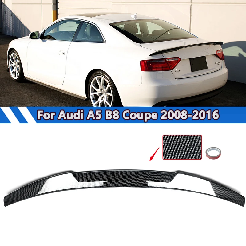 Carbon Fiber Look Rear Tail Spoiler Fit For Audi A5 B8/B8.5 Coupe 2008-2016 M4 Style Rear Trunk Spoiler Wing Automotive Body Kit