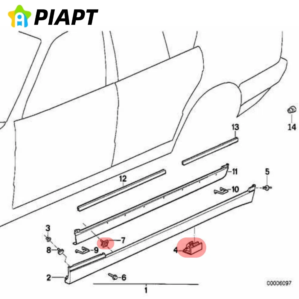 10 قطعة OE #   51711938940 51711959929 مشبك قولبة لوحة الروك يناسب BMW E30 E32 E34