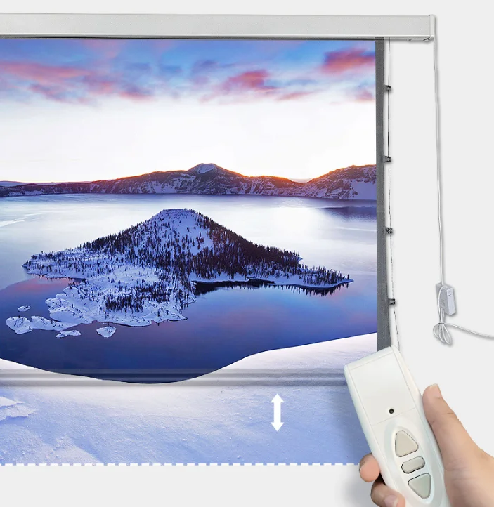 Y-133" 8K 4K HD Motorized Tab-tension Cinema Screen Electric Grey Crystal Light Resistence High Quality Ceiling-hanging Screen