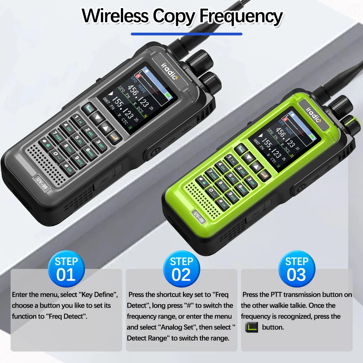 Iradio UV-99 mutli band walkie talkie 20w de alta potência am fm 1024ch noaa dtmf frequência de cópia sem fio tipo-c rádio amador de longo alcance