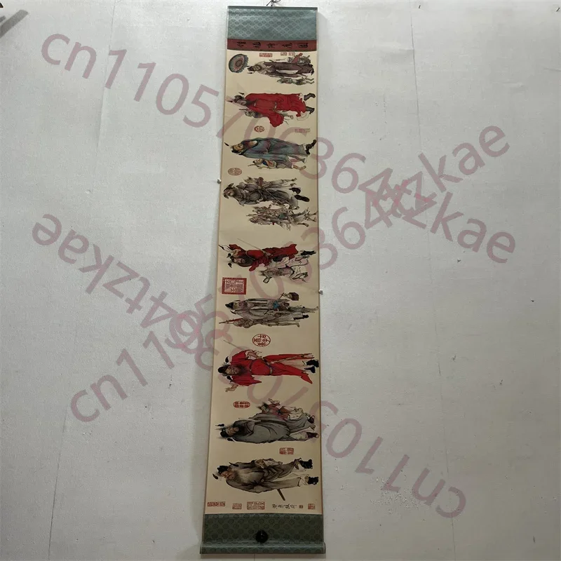 China Ancient Picture Paper,Character Painting,Gaiqi's Zhong Kui Demon Slaying Diagram, Long Scroll Painting