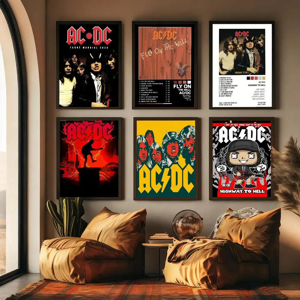 A-AC-D-DC H-Highway to Hell Painting Calligraphy Canvas Poster Hallway Bedroom Living Room Home bar Decoration interior Wall