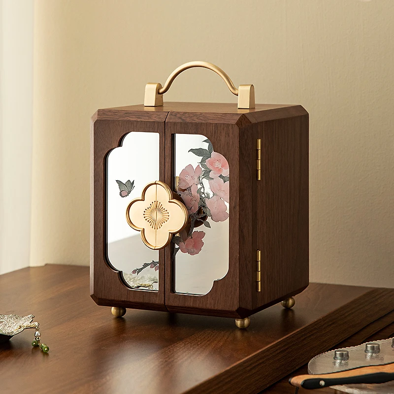 صندوق مجوهرات خشبي، صندوق تخزين، قلادة رائعة راقية، صندوق مجوهرات يدوي. #1