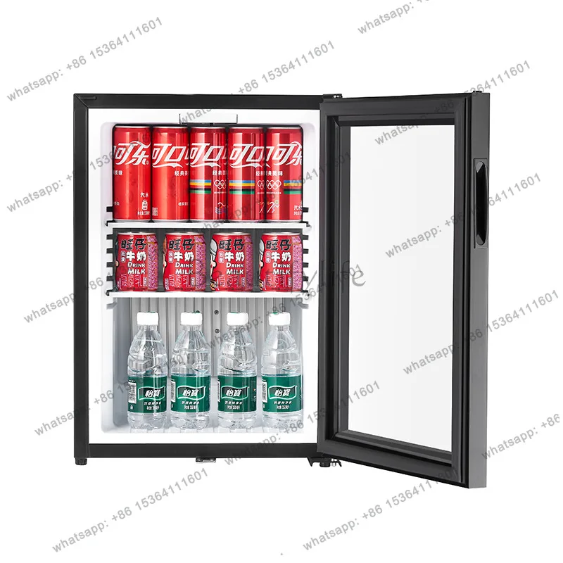 YJ DT-40CG 3-Layer Glass Silent Mini Refrigerator Lockable Cooling Cooler For Commercial Hotel Guesthouse Storage