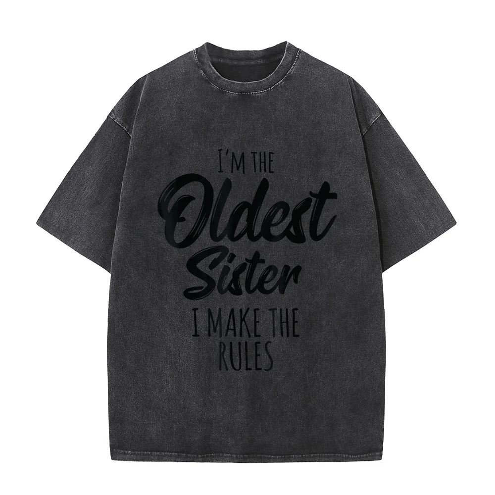 Unisex T Shirts Oldest Sister I Make The Rules Funny Quote Matching Sibling T-Shirt Sale Men Printed Daily Wear Tee Casual Style