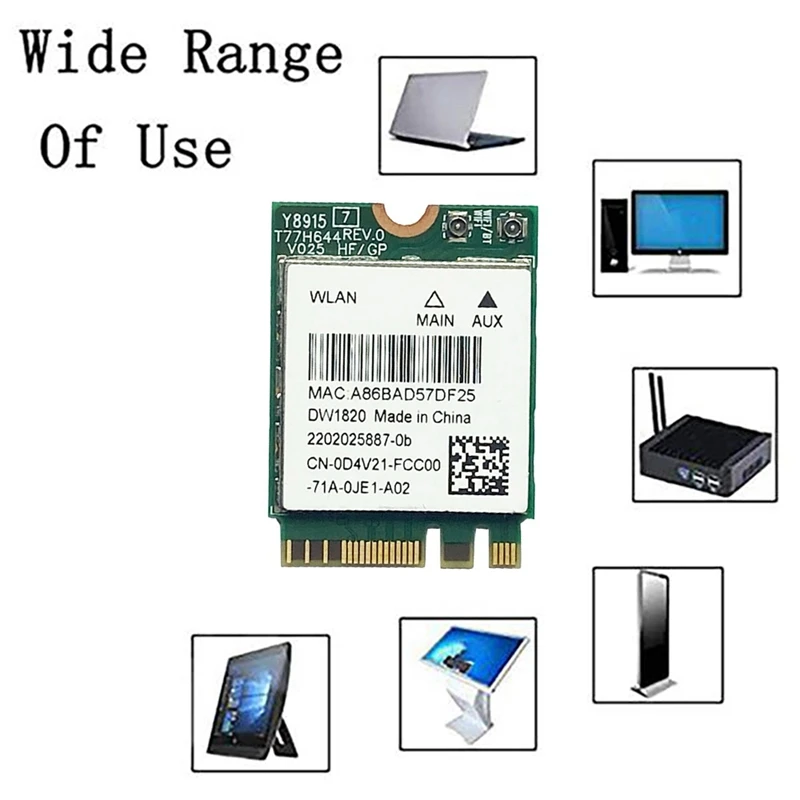 DW1820การ์ดเครือข่ายไร้สาย QCNFA344A 2.4G + 5G กิกะบิตบลูทูธ4.1การ์ดเครือข่าย NGFF รองรับ802.11AC