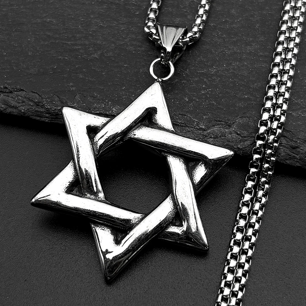 

Judaism Israel Hexagram Jewish Magen David Pendant Necklace for Women Men Stainless Steel Star of David Chain Necklaces Jewelry