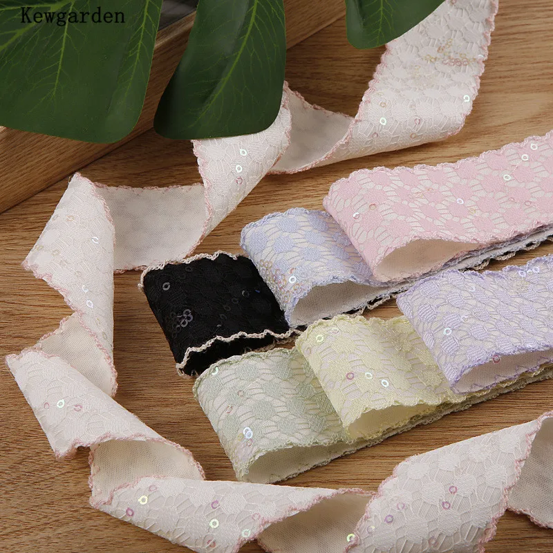 Kewgarden Sparkling Wave Edge Glittery Dots Chiffon Ribbons DIY Hair Bow Accessories Handmade Tape Crafts 10 Yards