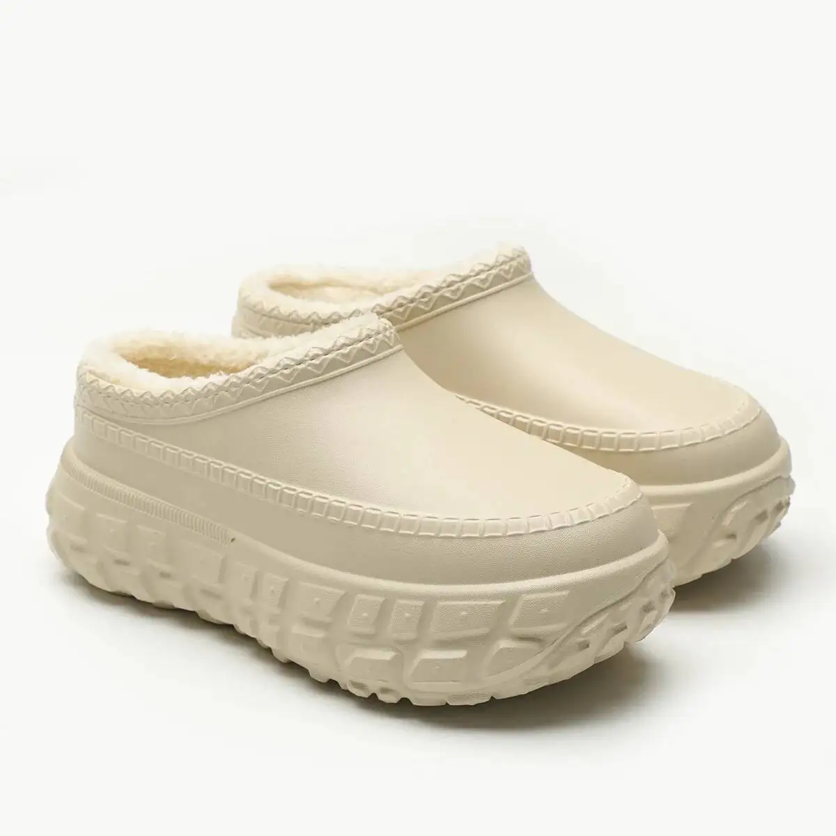 

Outdoor Furry Cotton Slippers For Women Autumn And Winter 2025 New Non-Slip Plush Warm Height Increasing Home Slippers