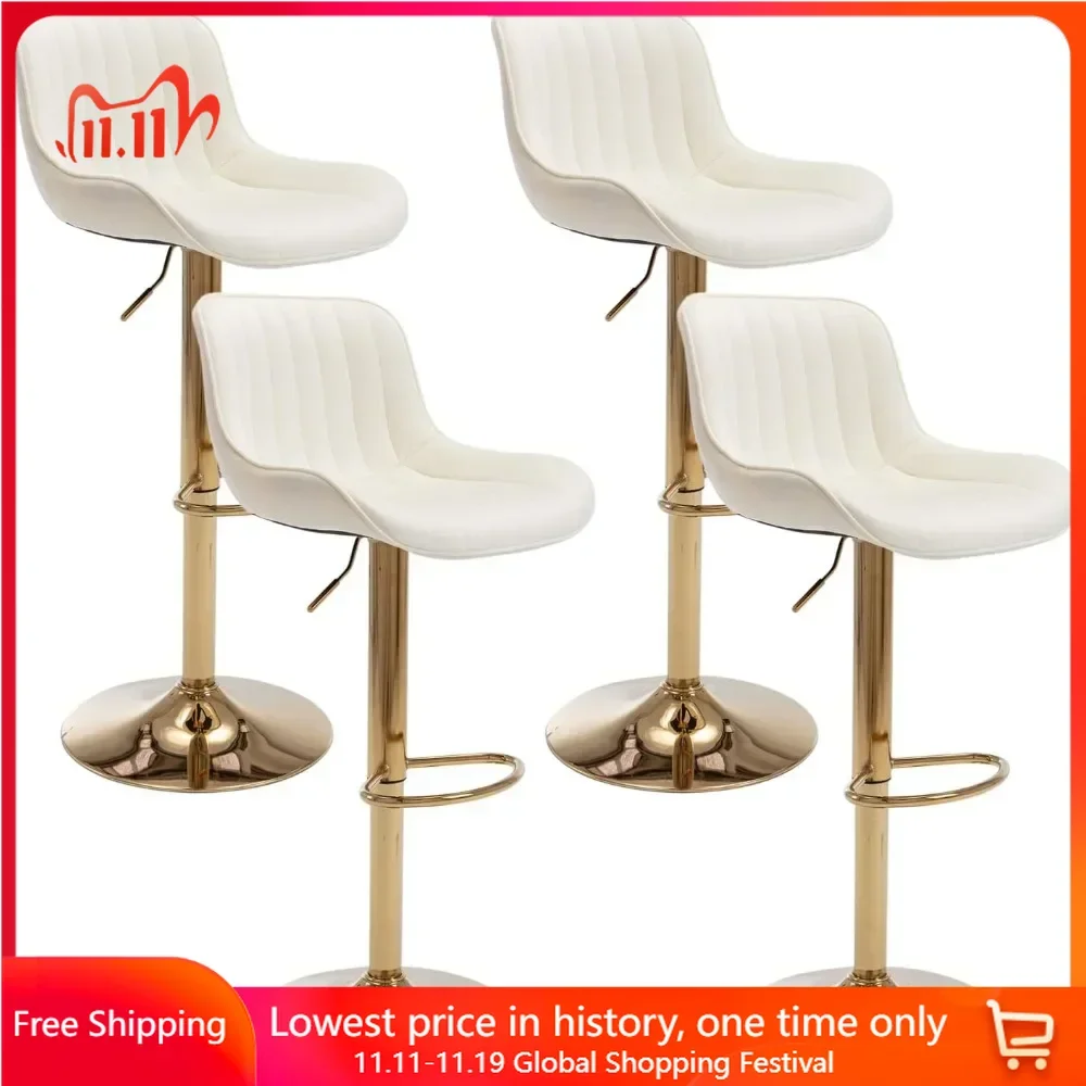 Bar Stools Set of 4, Adjustable Counter Height Barstools with Back & Footrest, Swivel Bar Stool