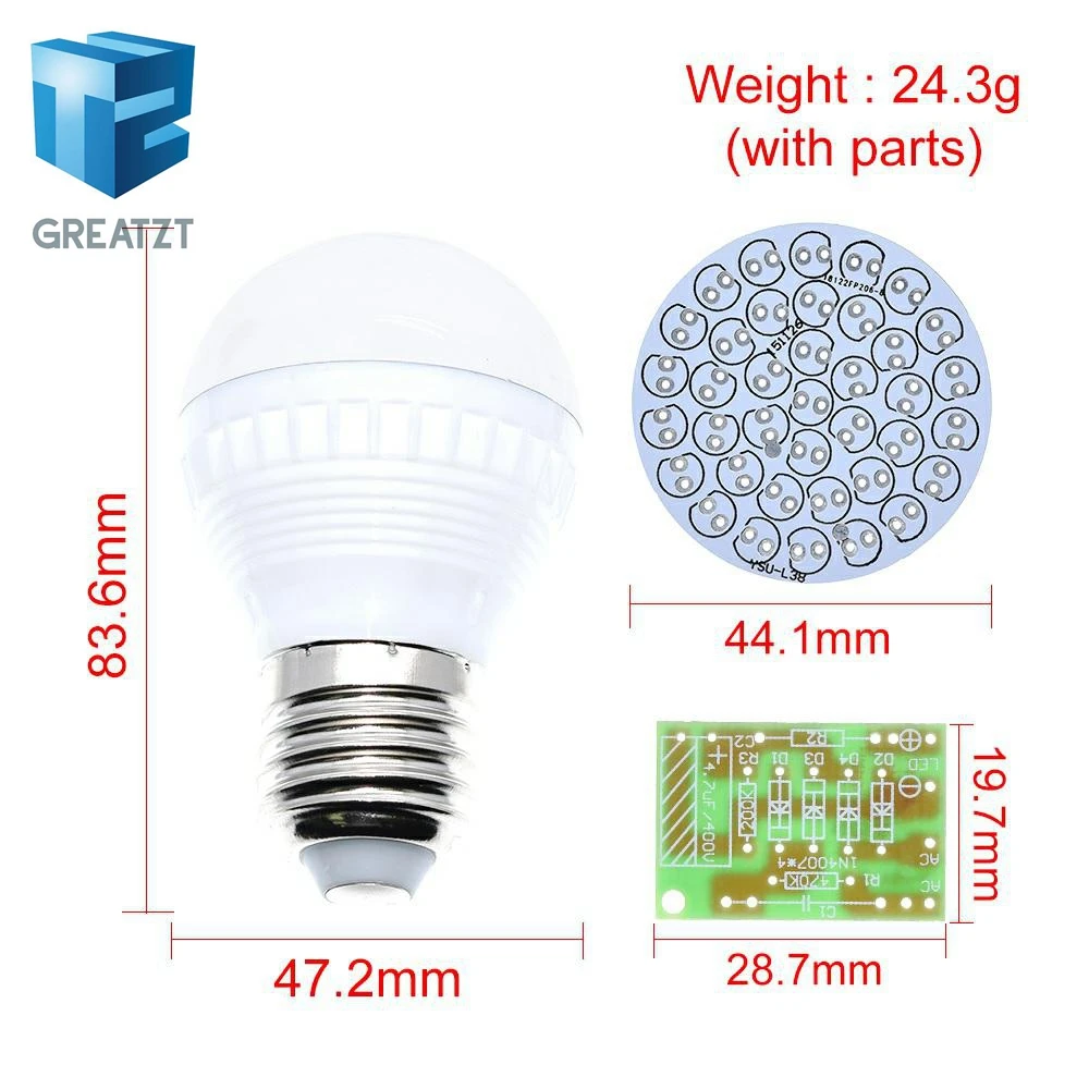 GREATZT AC 85V-277V Mini Energy-Saving 2.4W 38 LED Lamps DIY Kit for Camping out in the wild BBQ , Do not include the led