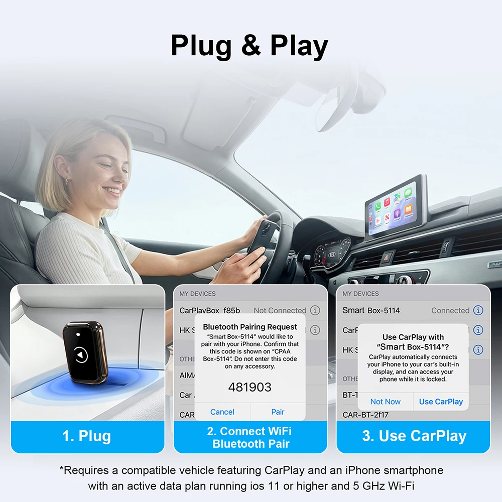Ezonetronics 2 in 1 Wireless USB CarPlay Android Auto Adapter Wired to Wireless CarPlay Converter Plug & Play Auto Connection