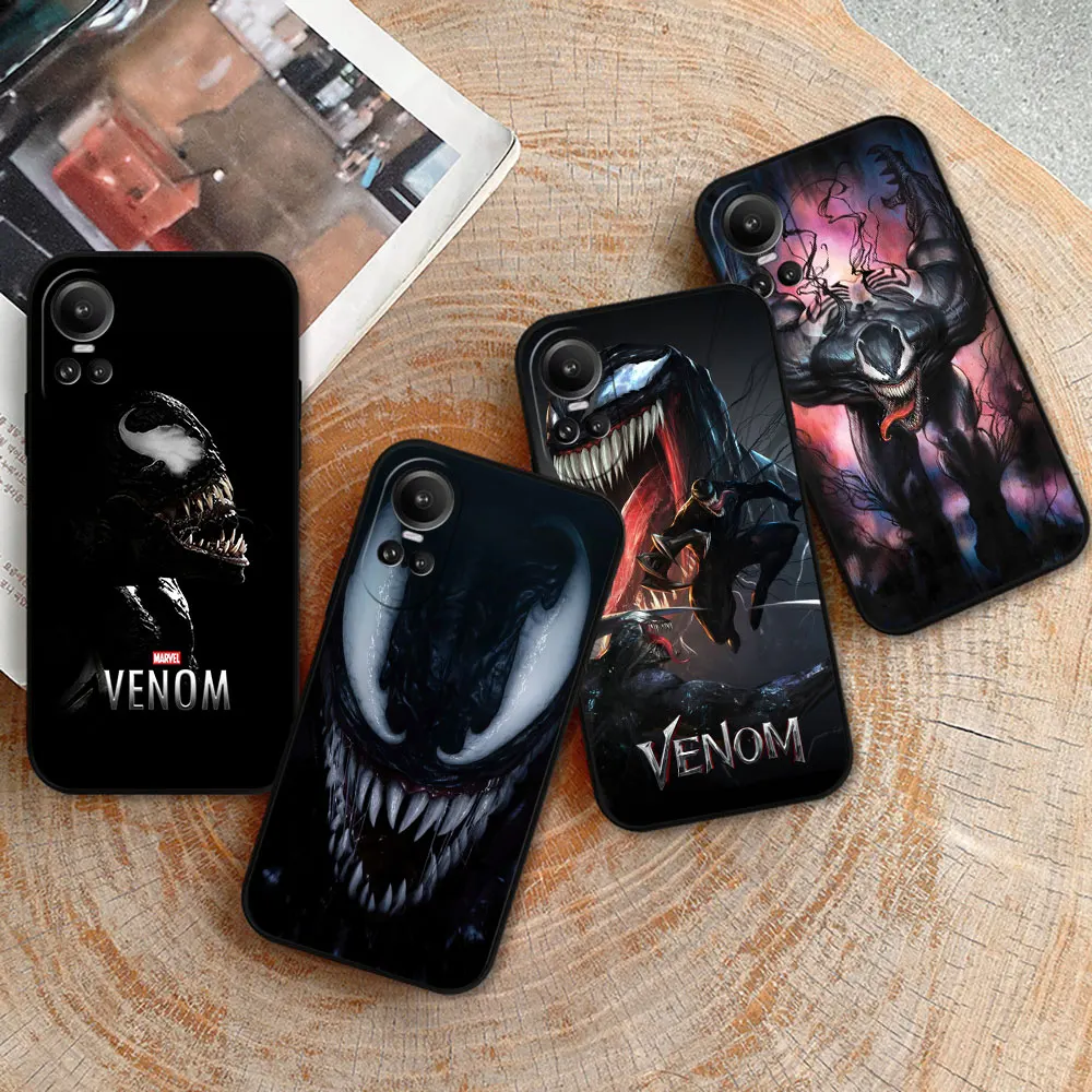 Marvel Black Venom Phone Case For OPPO Reno 11 11F 10 10Xzoom 8 8T 8T4H 8Z 7 7Z 6 6Z 5 4 Pro Plus 4G 5G Soft Silicone Cover Case