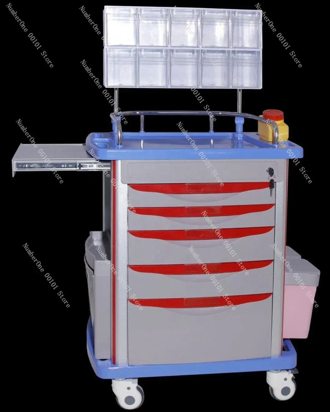 Hospital Furniture ABS Plastic Anesthesia Medicine Medical Cart Emergency Treatment Trolley