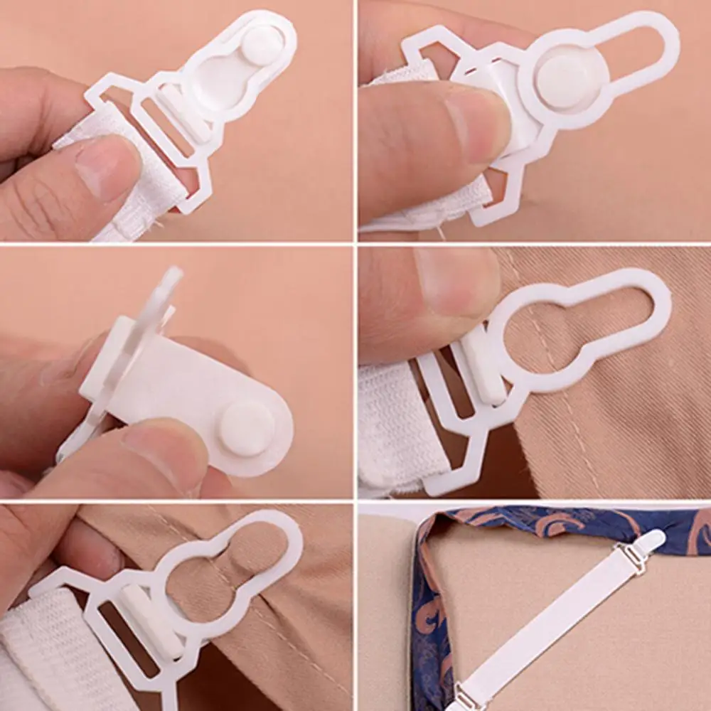 4 Pcs Bed Sheet Mattress Cover Blankets Home Grippers Clip Holder Fasteners Clip Adjustable Triangle Elastic Suspenders Strap