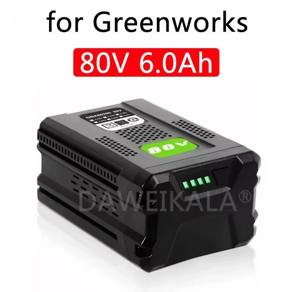 For Greenworks 80V Replacement Rechargeable Battery 6.0Ah Lithium Ion Battery for GBA80200 GBA80250 GBA80400 GBA80250 GBA80500