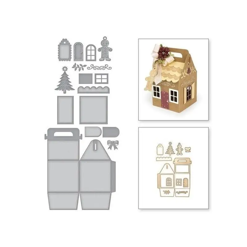 Christmas Gift Box Frame Metal Cutting Dies Carbon Steel Embossing Stencil DIY Handmade Paper Card Making Scrapbooking