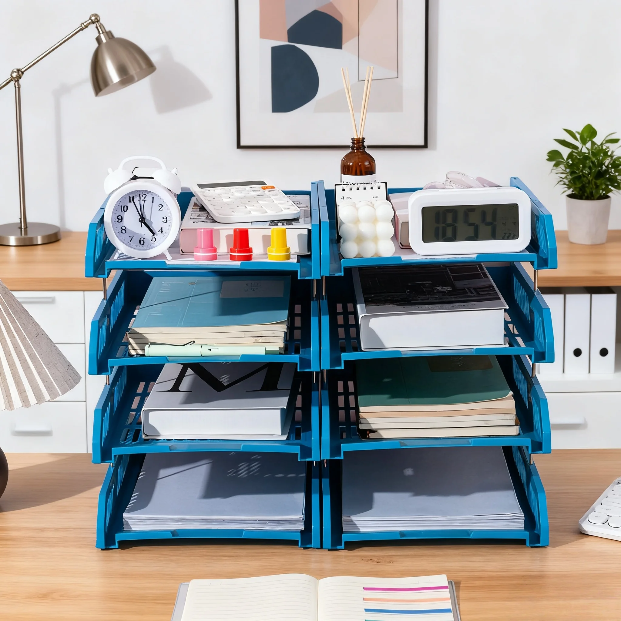 Four-Layer File Folder Tray on the Desktop, Multi-Layer Storage Rack, Book Stand, Organizer Rack, Storage Box Rack, Document Frame