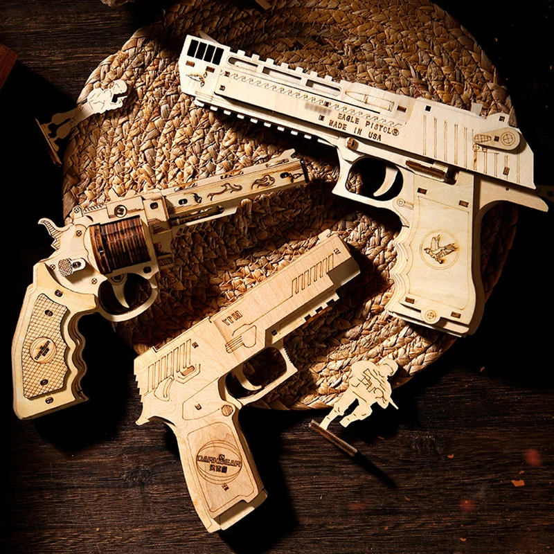 Pädagogischer Gummibandwerfer aus Holz – 3D-Montage-Puzzlespielzeug, STEM-Bausteine für die Hand-Auge-Koordination